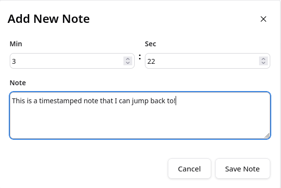 Add new note dialog